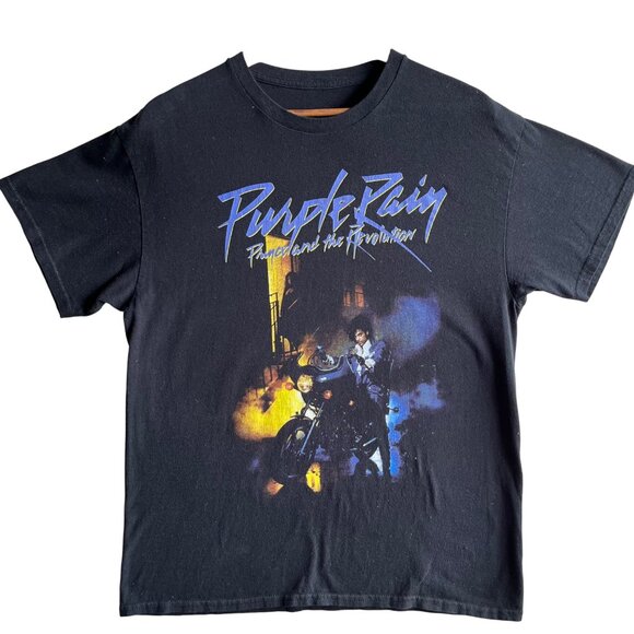 Prince Purple Rain Graphic T-Shirt Black Unisex Size M Cotton - Picture 1 of 3
